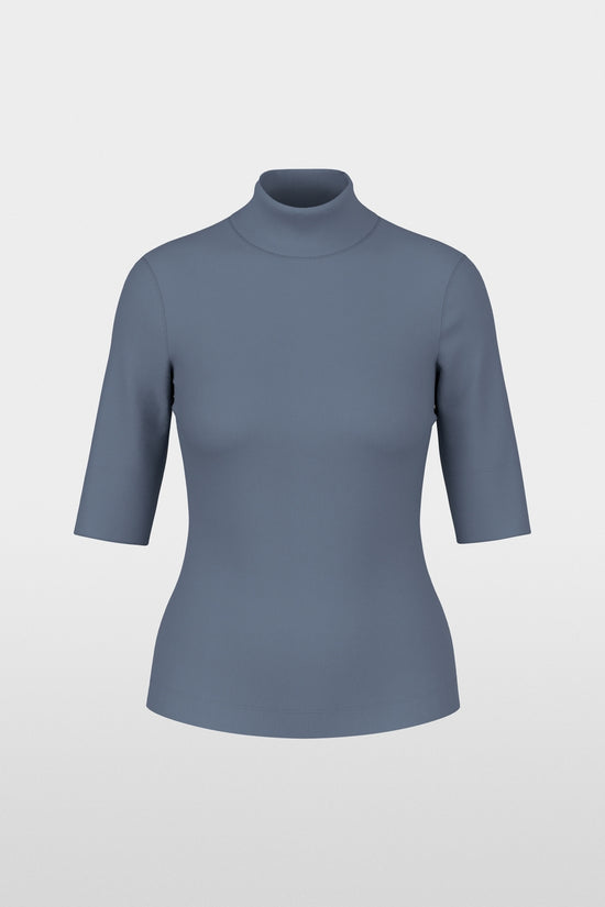 Marc Cain Grey Basic T-Shirt with Stand-Up Collar