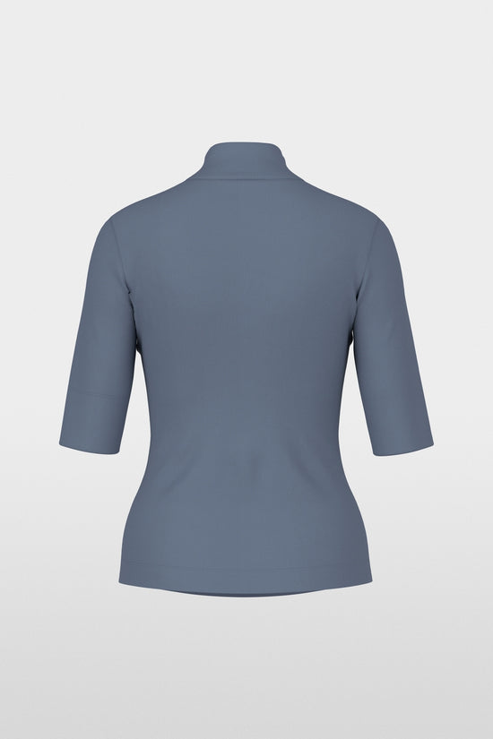 Marc Cain Grey Basic T-Shirt with Stand-Up Collar