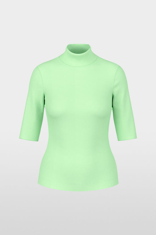 Marc Cain Green Basic T-Shirt with Stand-Up Collar