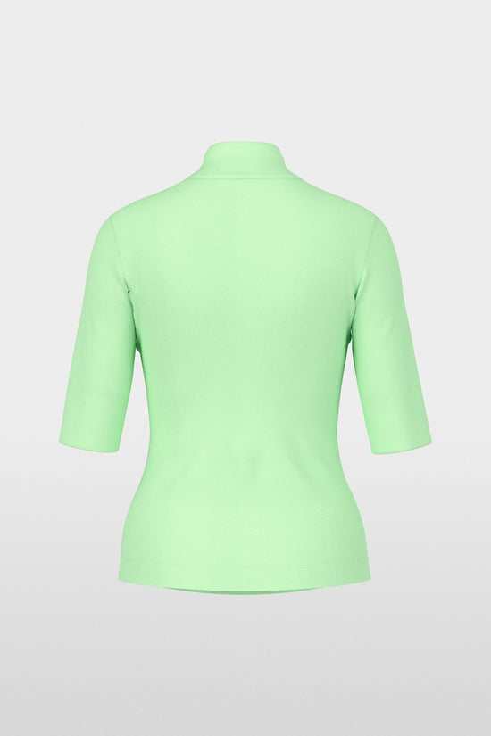 Marc Cain Green Basic T-Shirt with Stand-Up Collar