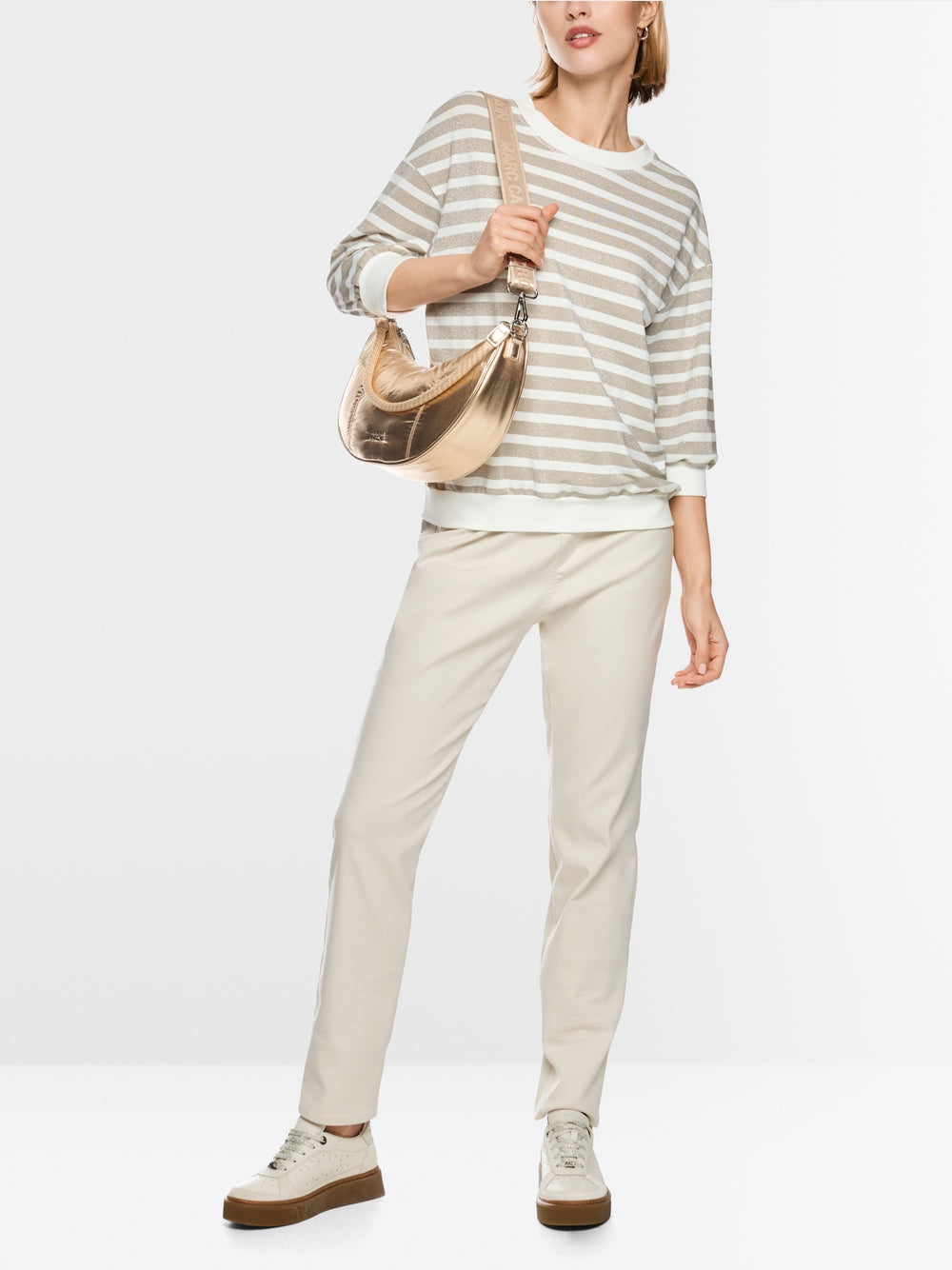 Marc Cain Sports Champagne Gold Lurex Stripe Top