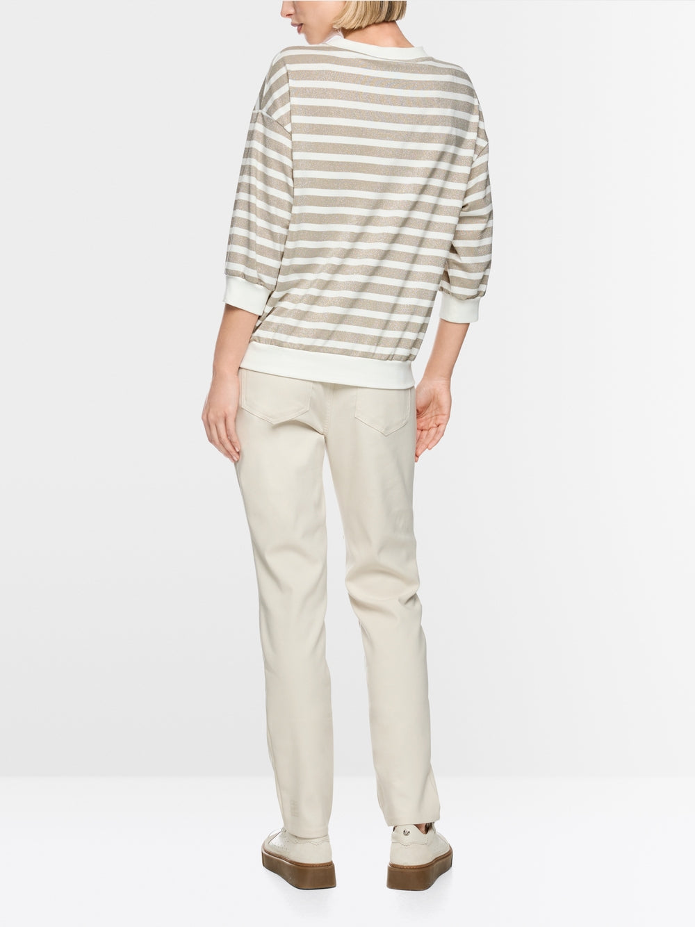 Marc Cain Sports Champagne Gold Lurex Stripe Top