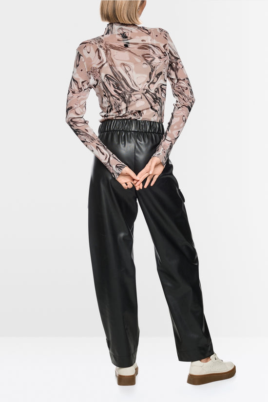 Marc Cain Sport Smoke Coloured Super-Stretch Top with Magma Print