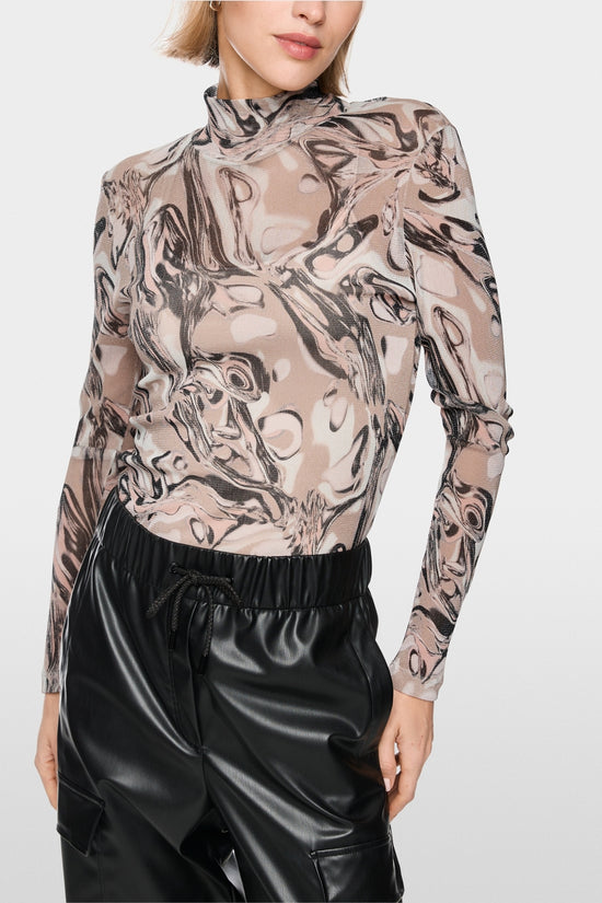 Marc Cain Sport Smoke Coloured Super-Stretch Top with Magma Print
