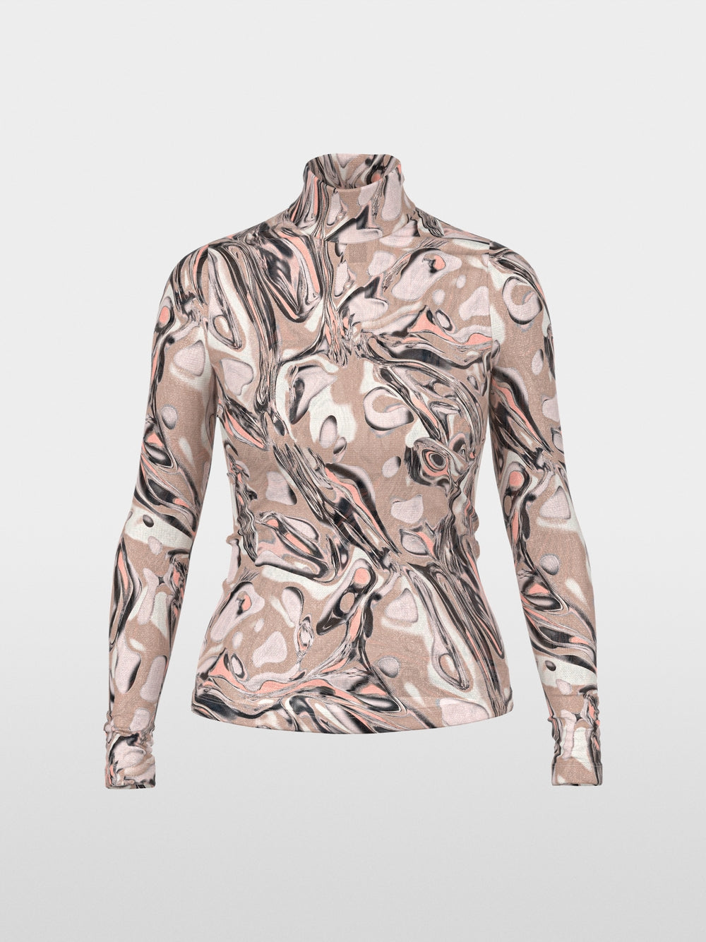 Marc Cain Sport Smoke Coloured Super-Stretch Top with Magma Print