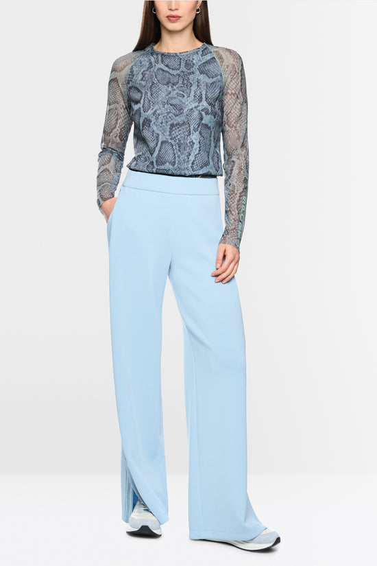 Marc Cain Sports Blue Mesh Top with Animal Print
