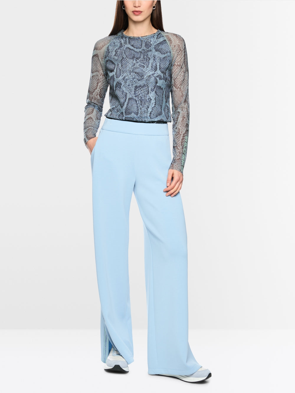 Marc Cain Sports Blue Mesh Top with Animal Print