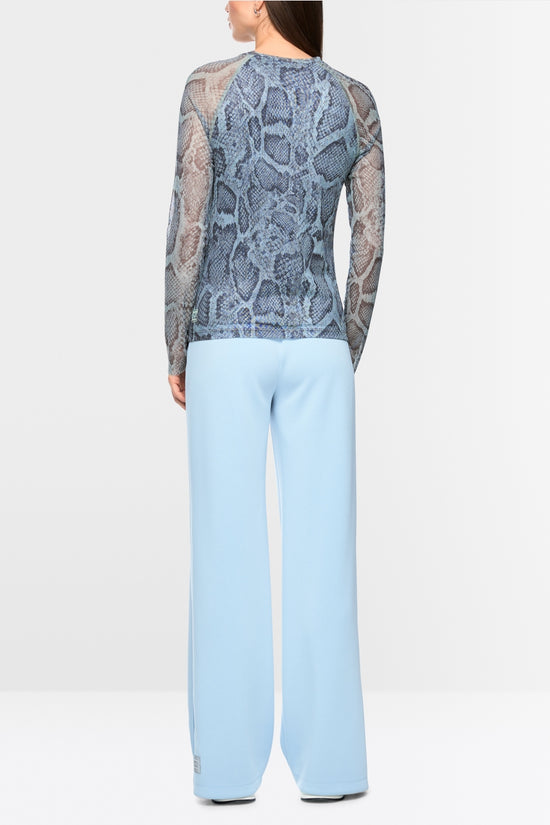 Marc Cain Sports Blue Mesh Top with Animal Print