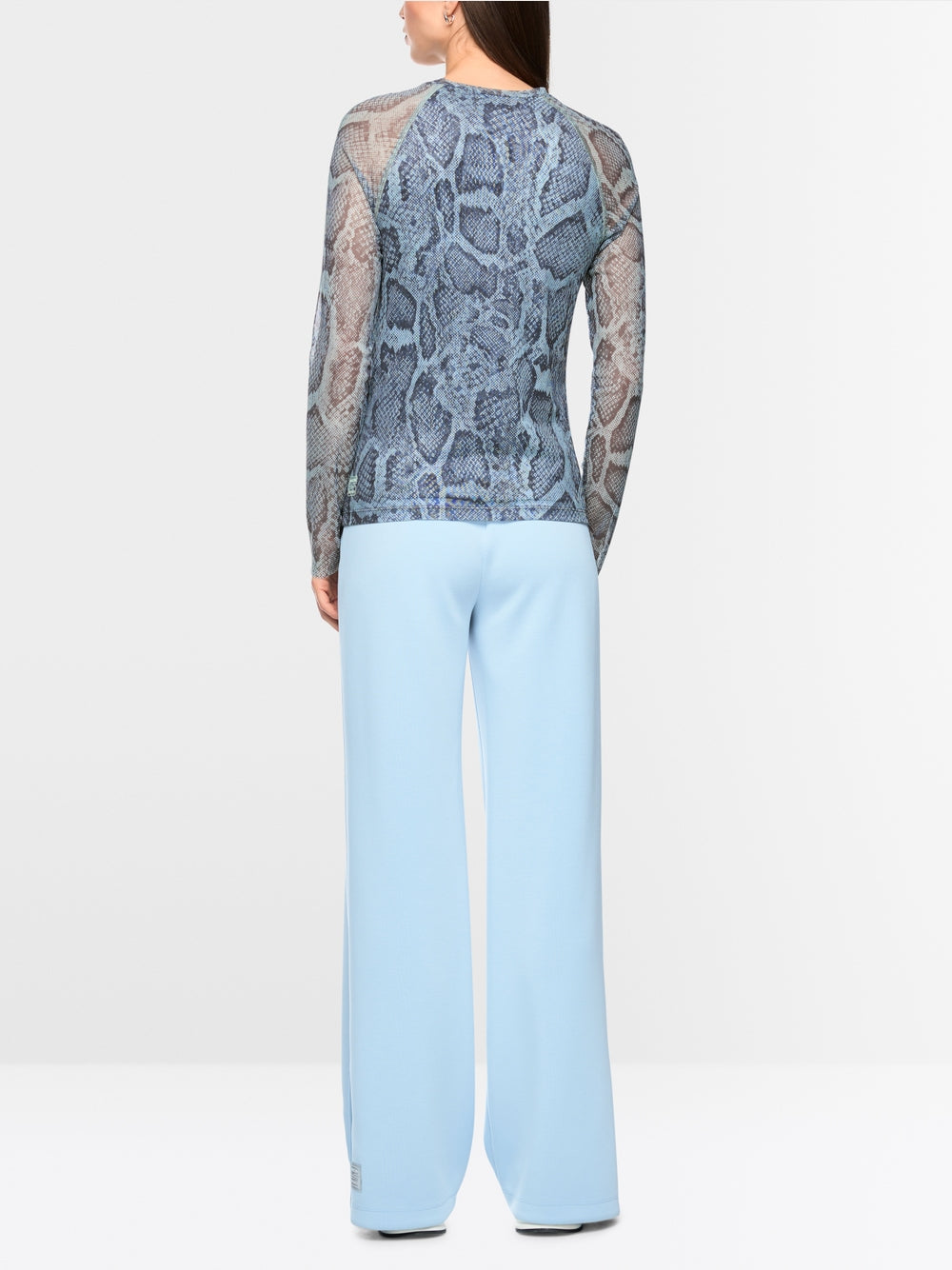 Marc Cain Sports Blue Mesh Top with Animal Print