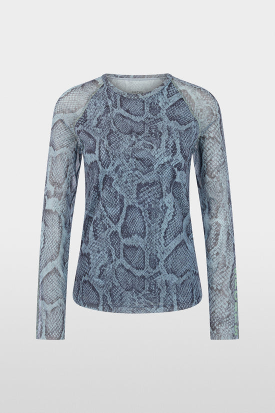 Marc Cain Sports Blue Mesh Top with Animal Print