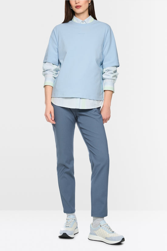 Marc Cain Sports Blue Soft Cotton Blend Round Neck T-Shirt