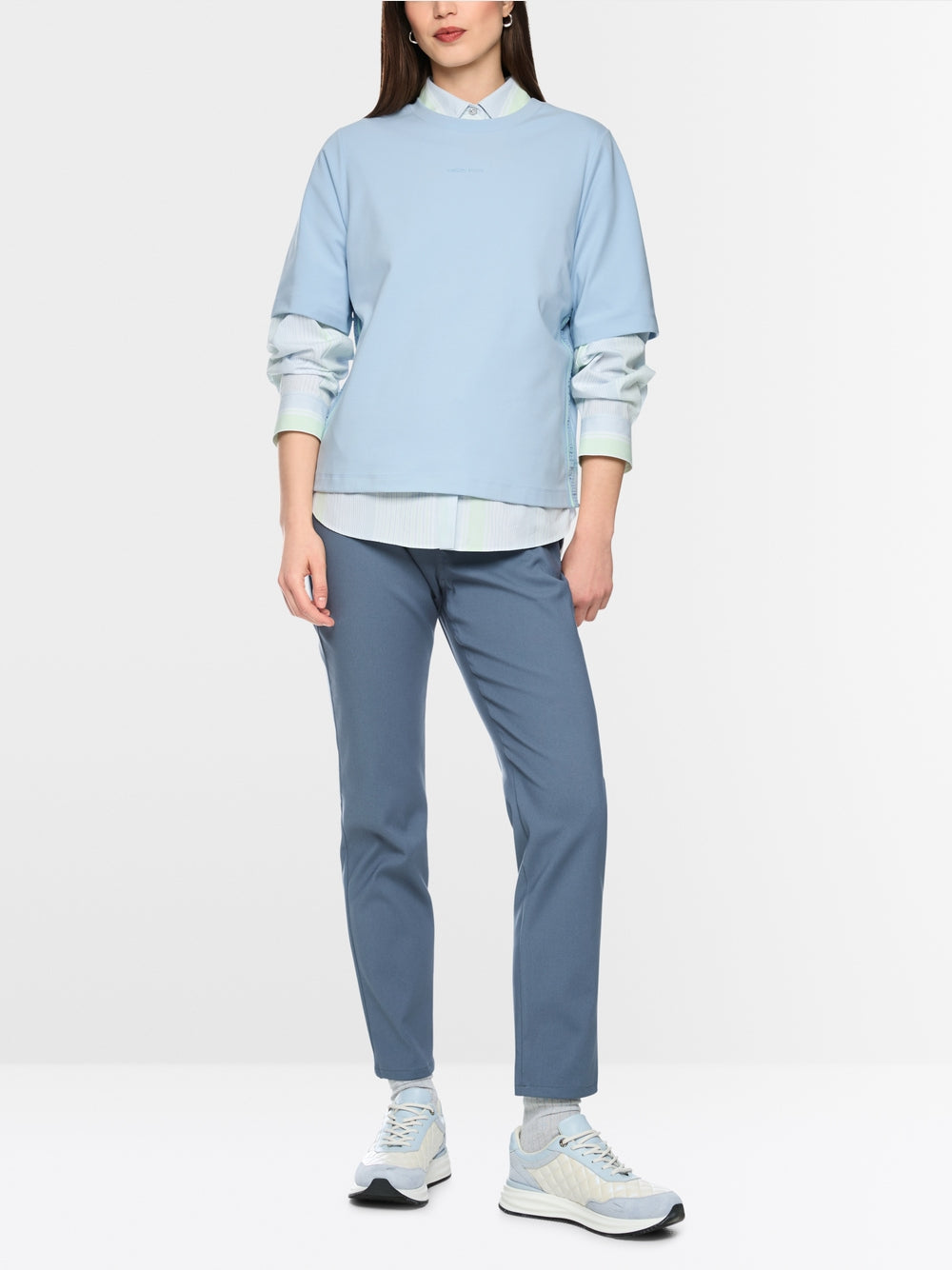Marc Cain Sports Blue Soft Cotton Blend Round Neck T-Shirt