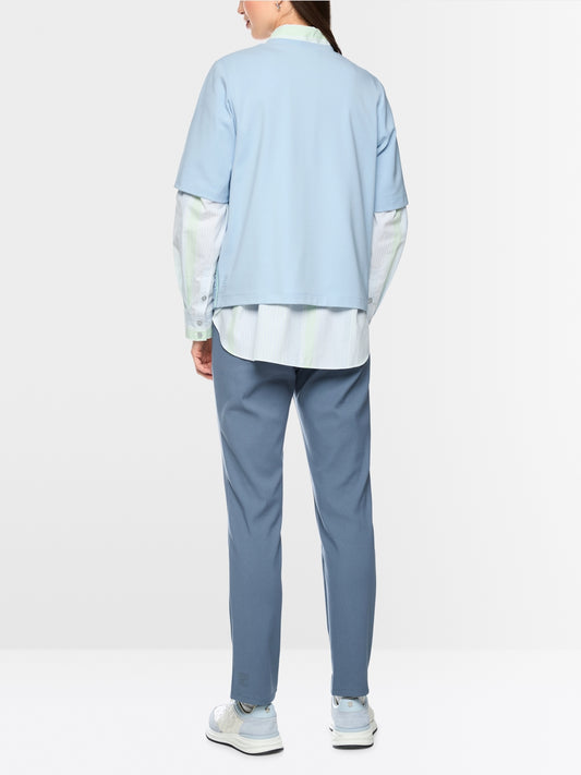 Marc Cain Sports Blue Soft Cotton Blend Round Neck T-Shirt