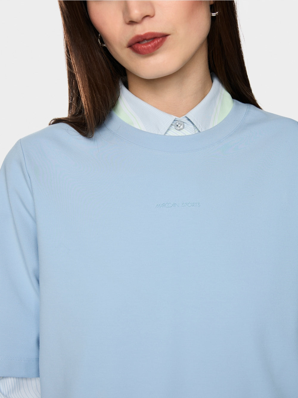 Marc Cain Sports Blue Soft Cotton Blend Round Neck T-Shirt