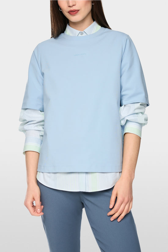 Marc Cain Sports Blue Soft Cotton Blend Round Neck T-Shirt