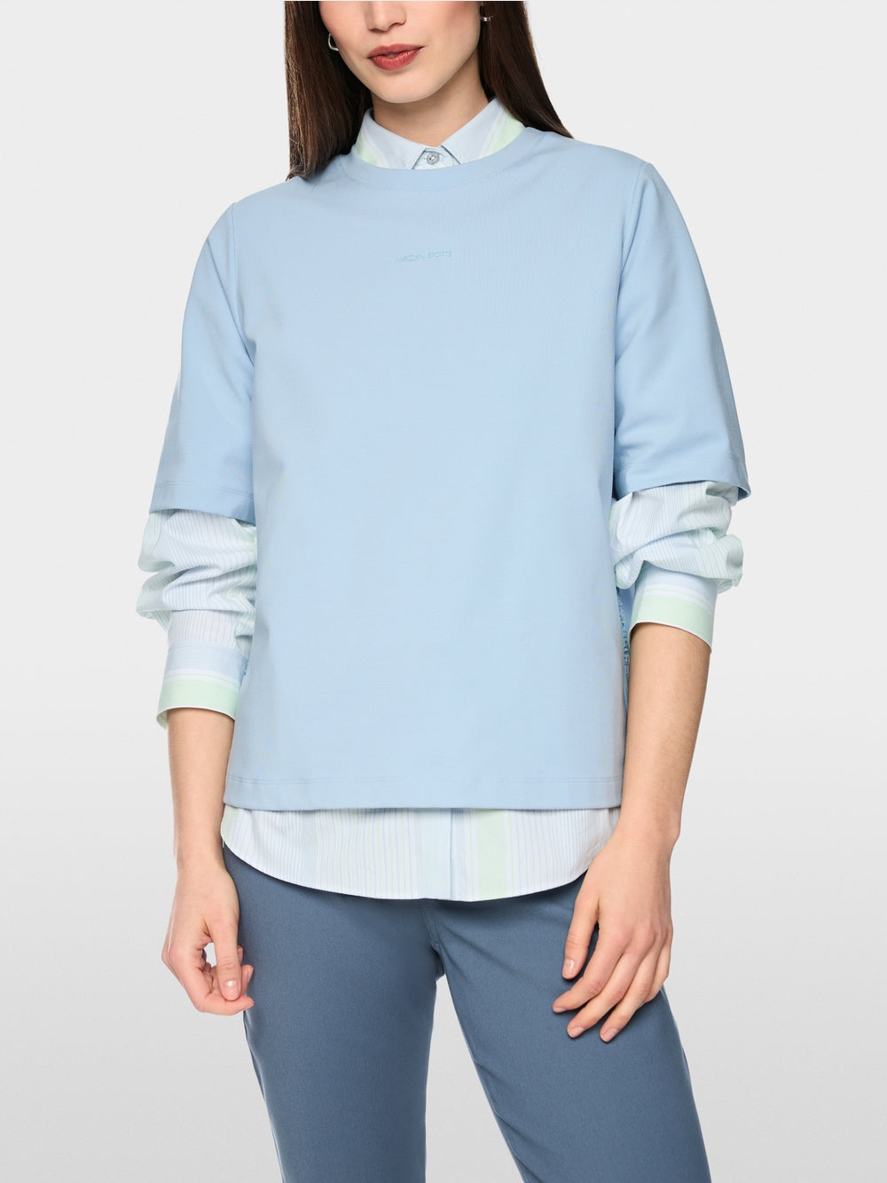 Marc Cain Sports Blue Soft Cotton Blend Round Neck T-Shirt