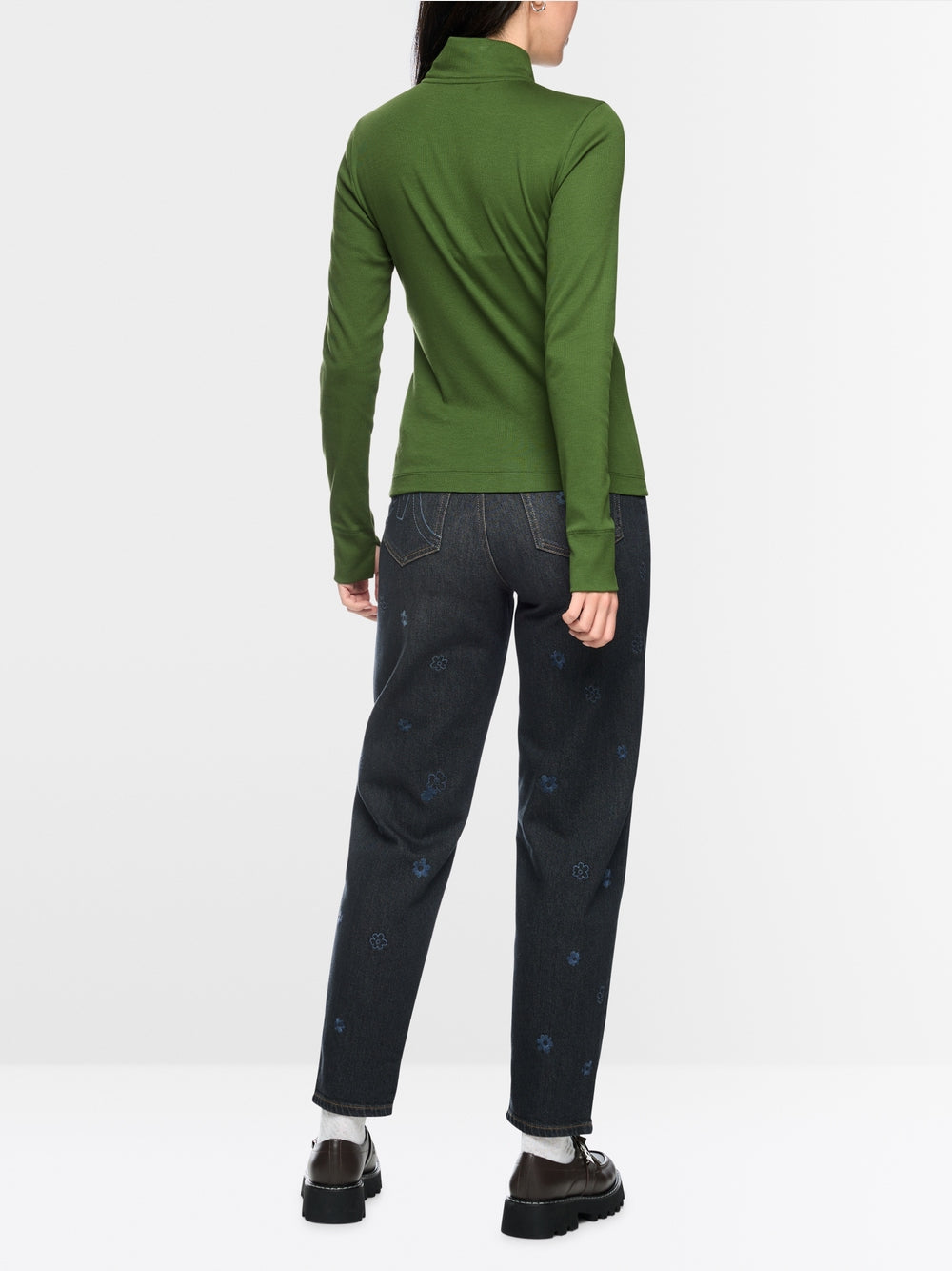 Marc Cain Sport Green Long-Sleeved Top with Stand-Up Collar