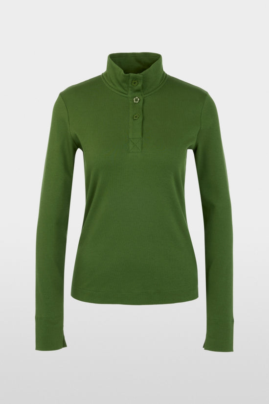 Marc Cain Sport Green Long-Sleeved Top with Stand-Up Collar