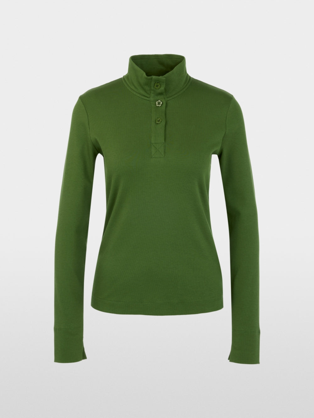 Marc Cain Sport Green Long-Sleeved Top with Stand-Up Collar