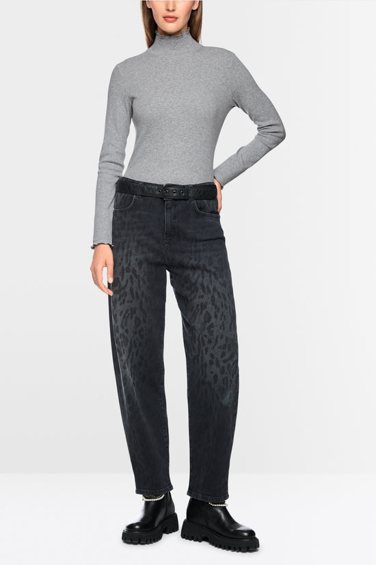 Marc Cain Sports Grey Long Sleeve Fitted Turtleneck Top