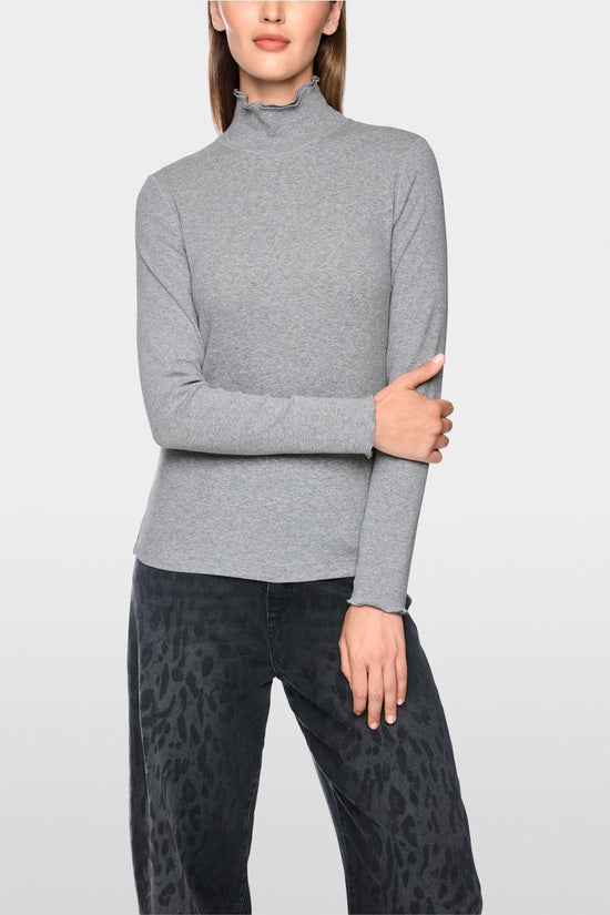 Marc Cain Sports Grey Long Sleeve Fitted Turtleneck Top