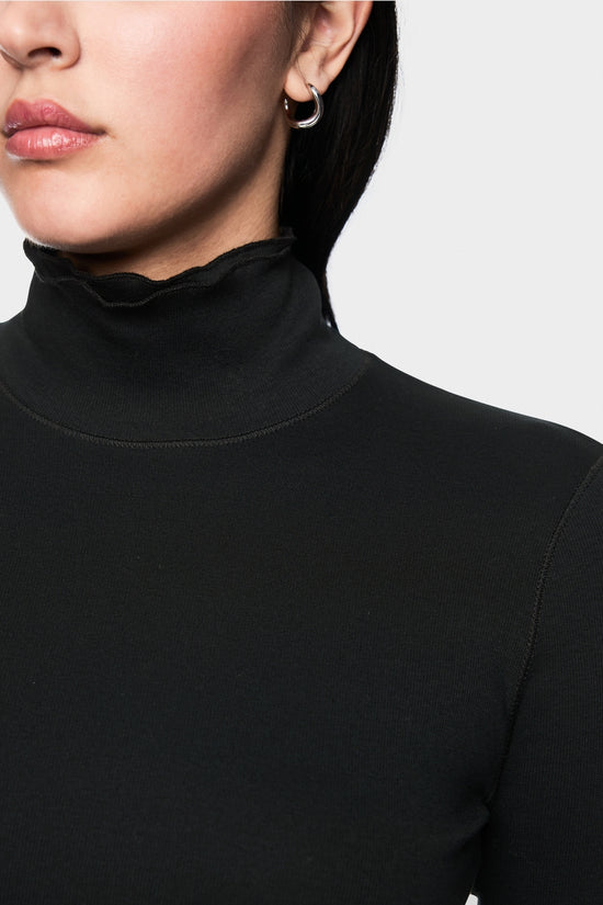Marc Cain Sports Black Long Sleeve Fitted Turtleneck Top