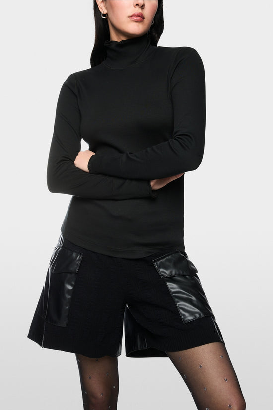 Marc Cain Sports Black Long Sleeve Fitted Turtleneck Top