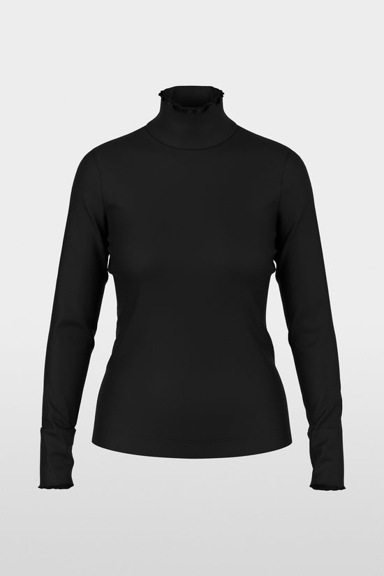 Marc Cain Sports Black Long Sleeve Fitted Turtleneck Top