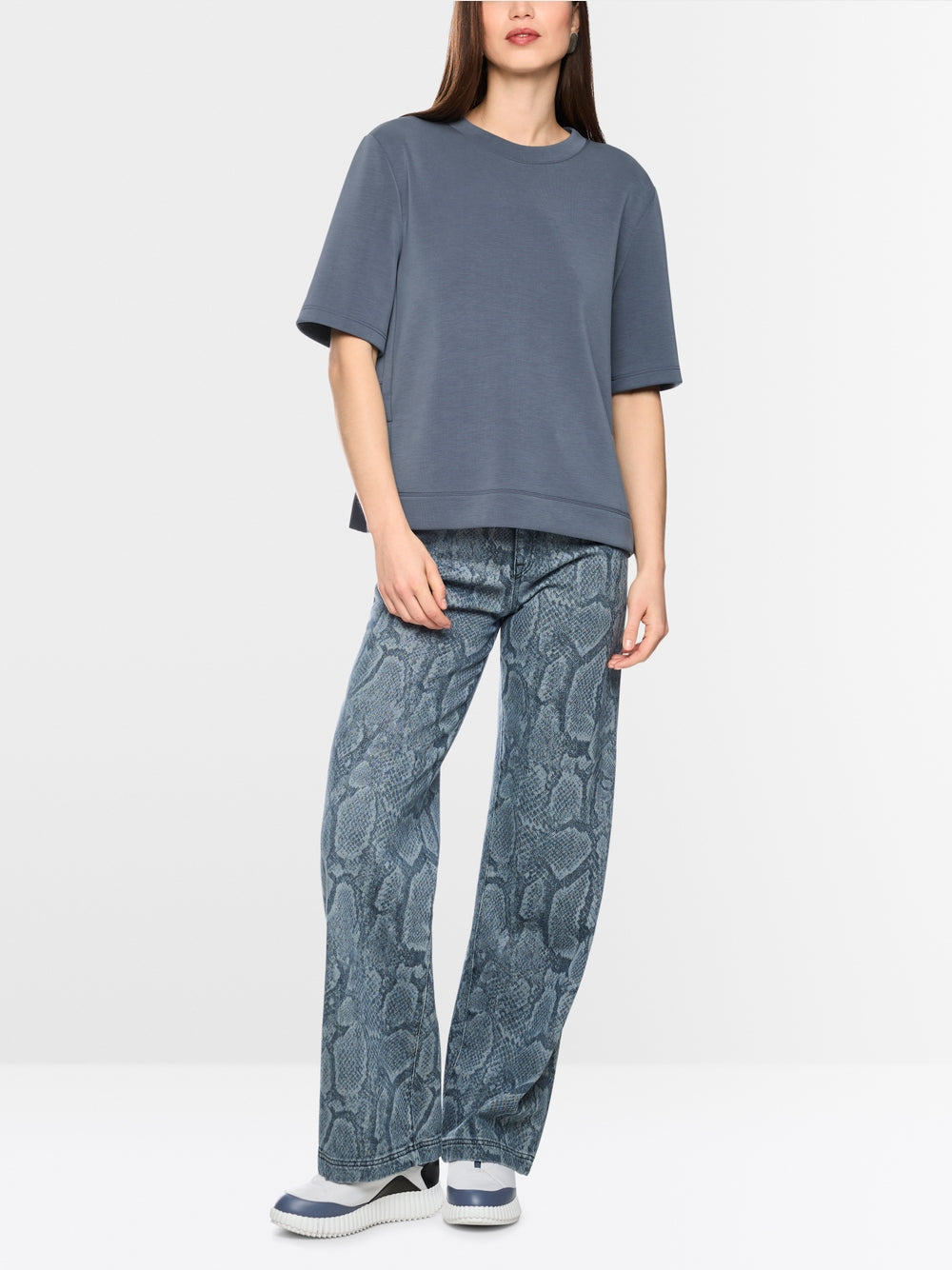 Marc Cain Sports Grey T-Shirt with Pleated Details