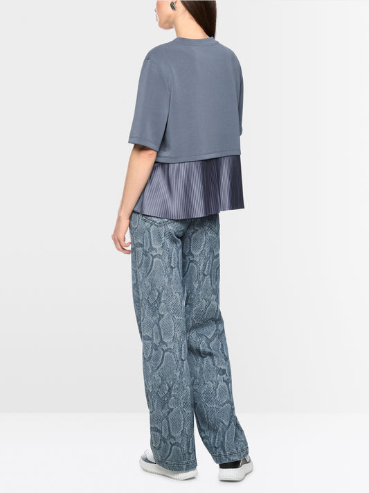 Marc Cain Sports Grey T-Shirt with Pleated Details