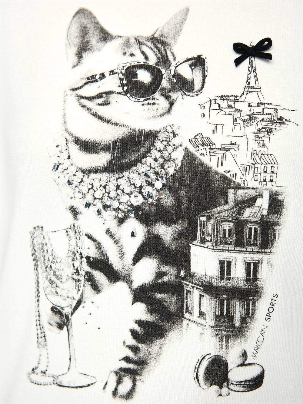 Marc Cain Sports Off White Cat in Sunglasses Print T-Shirt