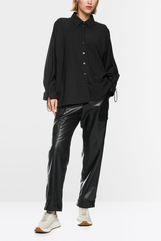Marc Cain Sports Black Pinstripe Blouse with Batwing Sleeves