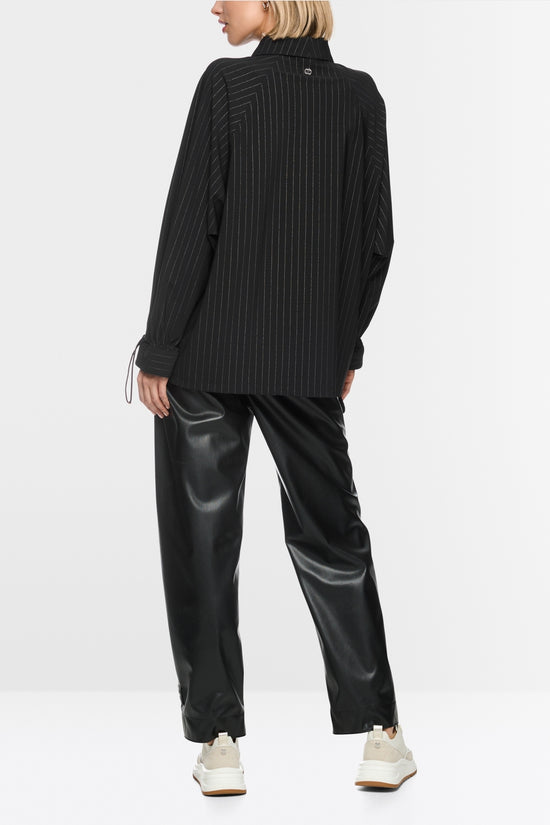 Marc Cain Sports Black Pinstripe Blouse with Batwing Sleeves