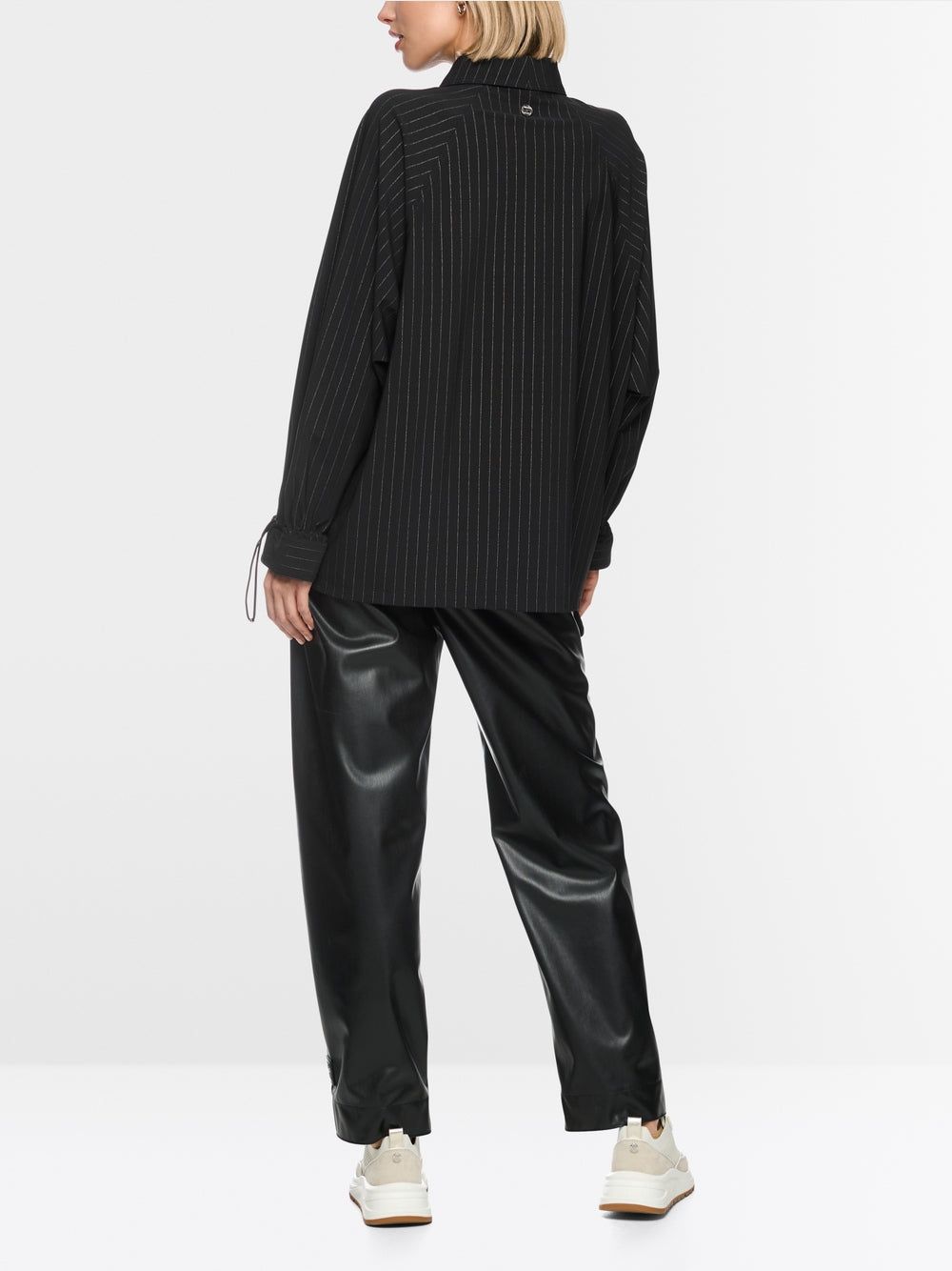 Marc Cain Sports Black Pinstripe Blouse with Batwing Sleeves