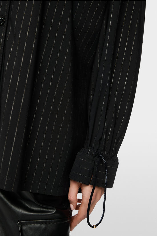 Marc Cain Sports Black Pinstripe Blouse with Batwing Sleeves