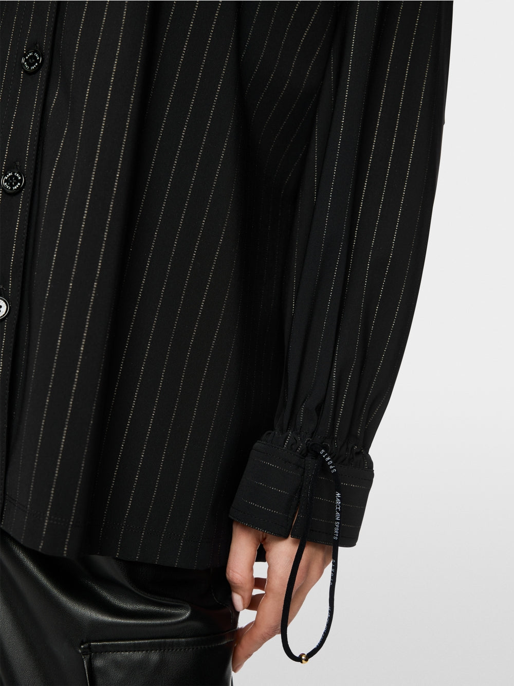 Marc Cain Sports Black Pinstripe Blouse with Batwing Sleeves