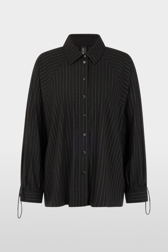 Marc Cain Sports Black Pinstripe Blouse with Batwing Sleeves