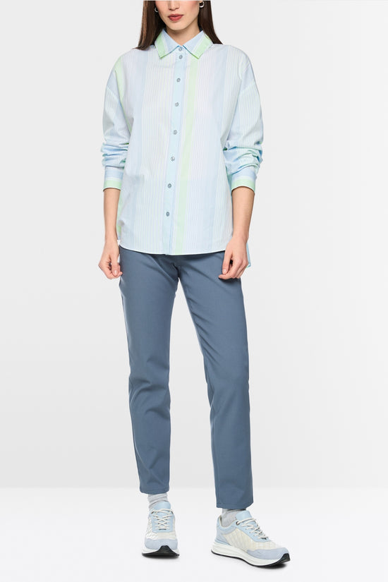 Marc Cain Sports Blue Stripe Cotton Blouse Shirt