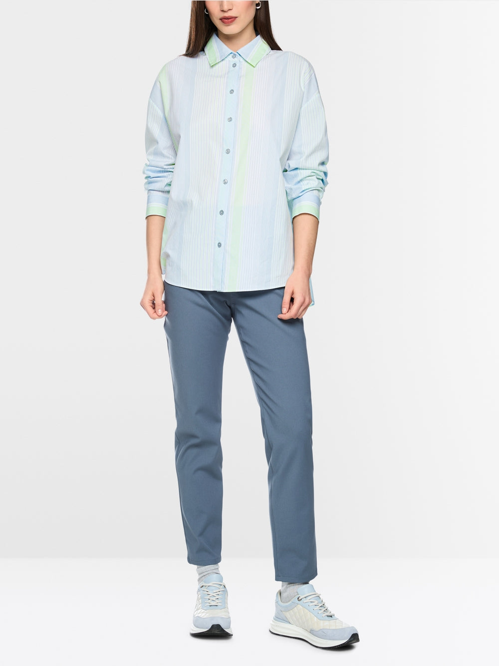 Marc Cain Sports Blue Stripe Cotton Blouse Shirt