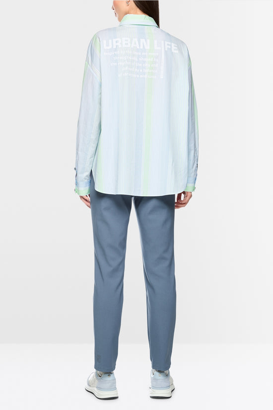 Marc Cain Sports Blue Stripe Cotton Blouse Shirt