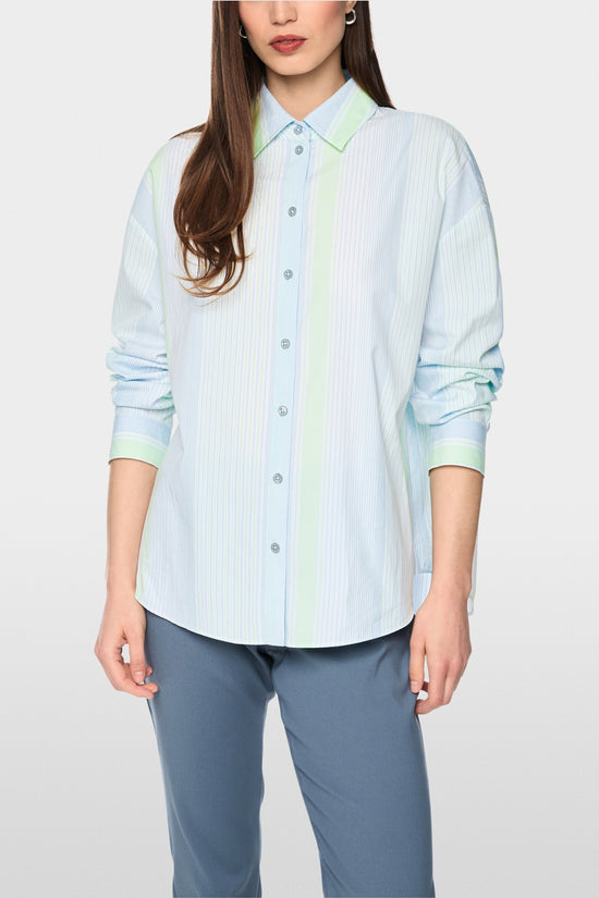 Marc Cain Sports Blue Stripe Cotton Blouse Shirt