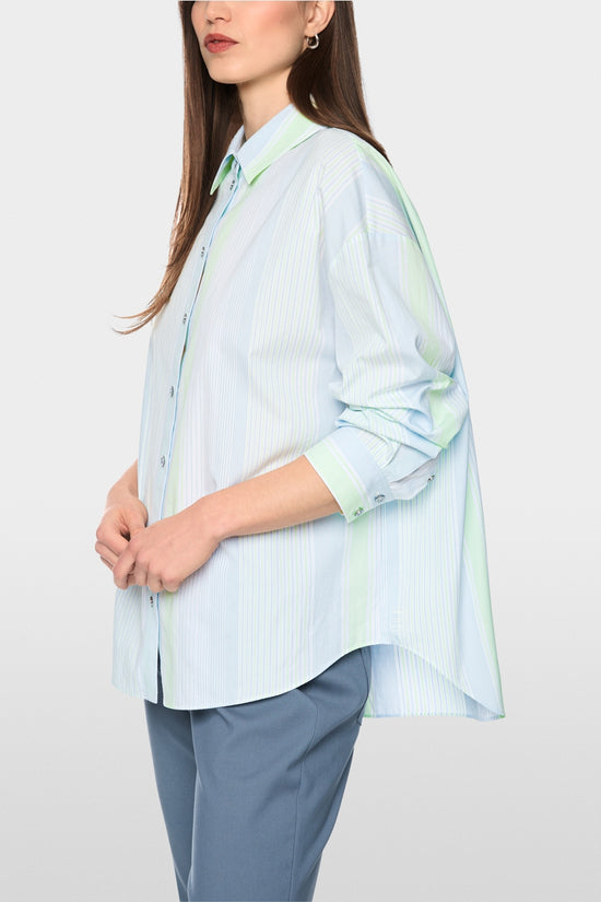 Marc Cain Sports Blue Stripe Cotton Blouse Shirt