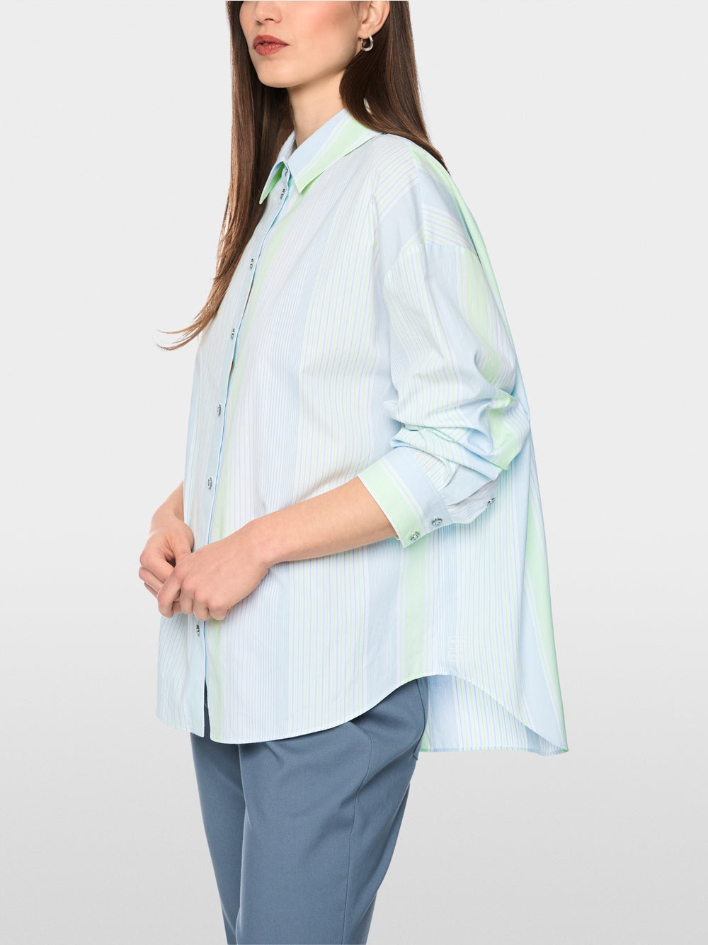 Marc Cain Sports Blue Stripe Cotton Blouse Shirt
