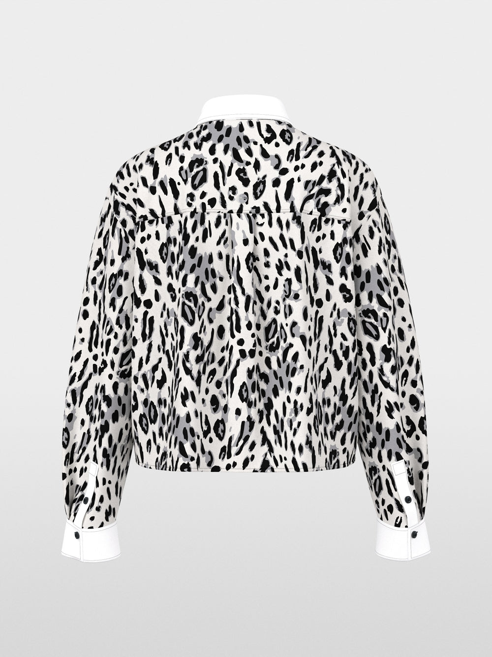 Marc Cain Sports White/Black Cotton Blouse with Leopard Print 