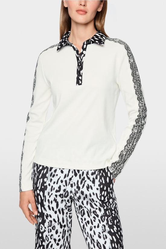Marc Cain Sports Off-White Long-Sleeved Polo Shirt
