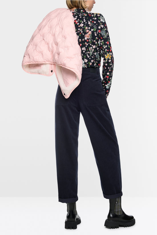 Marc Cain Navy RUMA O-Shape Relaxed Fit Cord Trousers