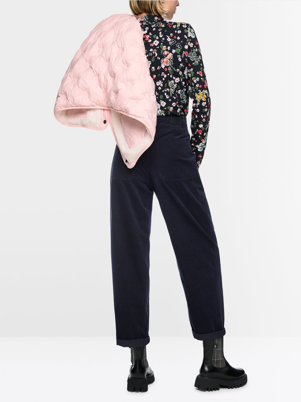 Marc Cain Navy RUMA O-Shape Relaxed Fit Cord Trousers