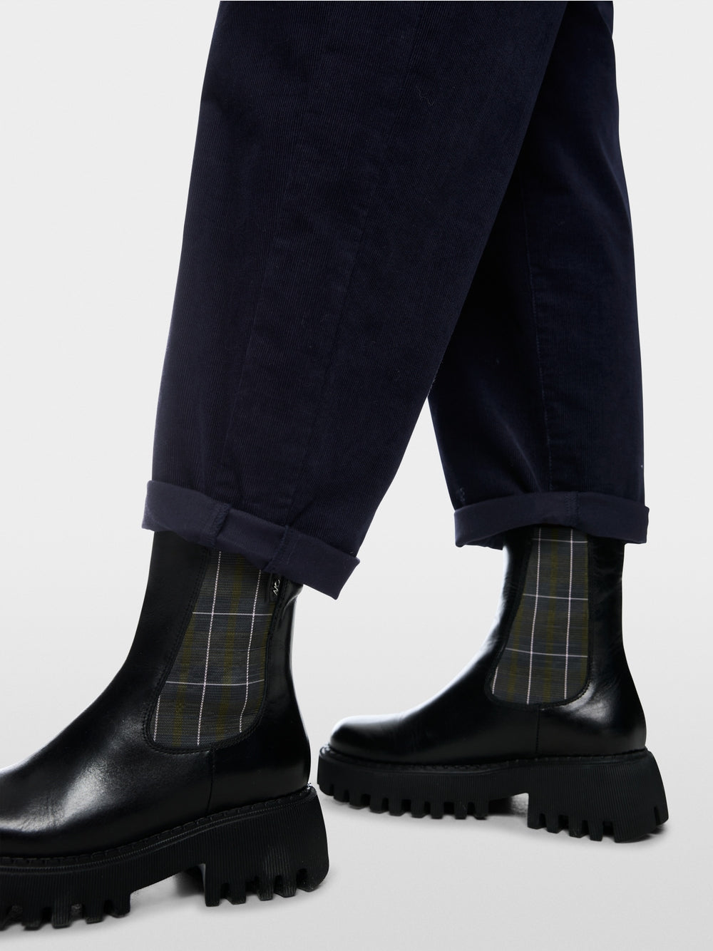 Marc Cain Navy RUMA O-Shape Relaxed Fit Cord Trousers
