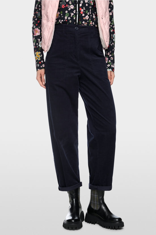 Marc Cain Navy RUMA O-Shape Relaxed Fit Cord Trousers