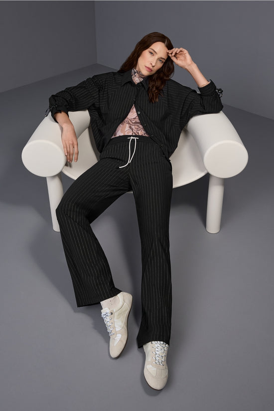 Marc Cain Sports Black WELKOM Pull-On Pinstripe Trousers